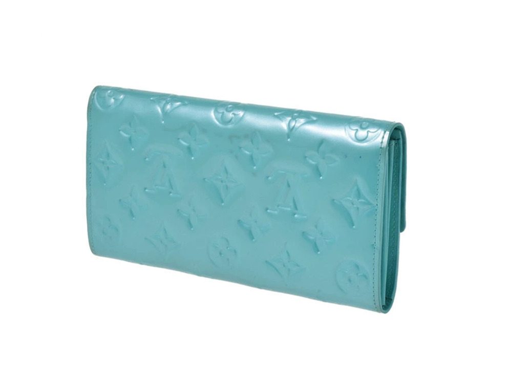 Louis Vuitton Wallet Lagoon Long Around Zip Vernis Blue